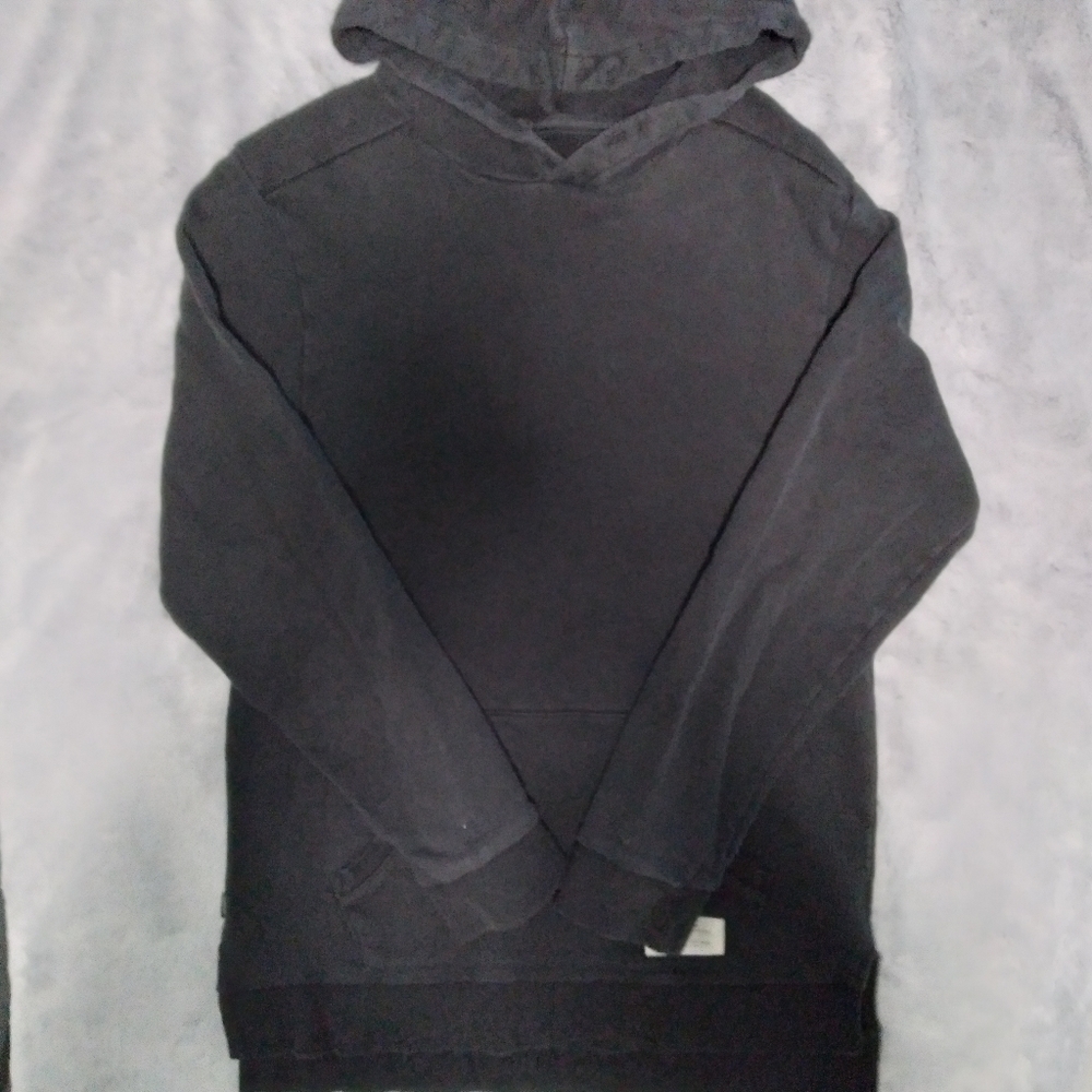 Fairplay black long line pouch pocket women's hooded sweatshirt hoodie medium